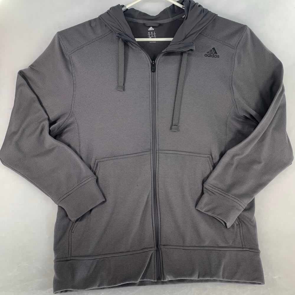 Adidas Men's Sport Basketball Full-Zip Hoodie Grey/Black Size XL